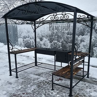Мангал с крышей и печкой (МКП-09Р) Мангал с крышей и печкой (МКП-09Р)